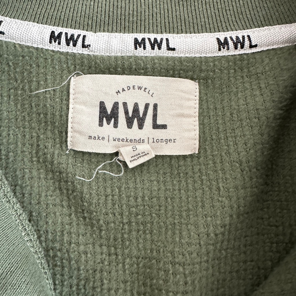 Madewell Green Waffle Knit Henley Long Sleeve Top Women’s Size S - Picture 2 of 8